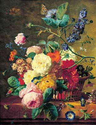 Jan van Huysum Basket of Flowers Spain oil painting art